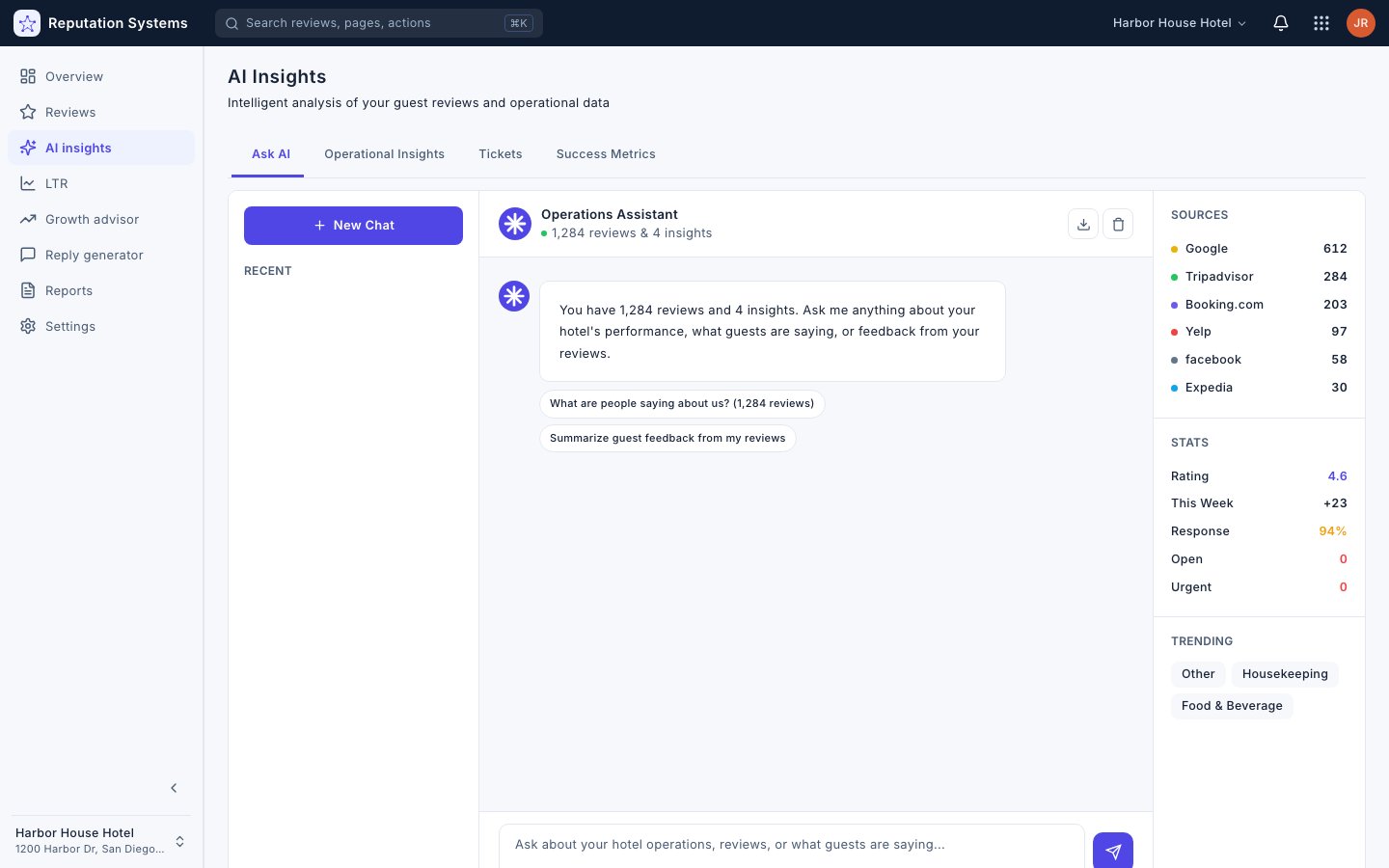 Ask AI — Reputation Systems app (sample data)