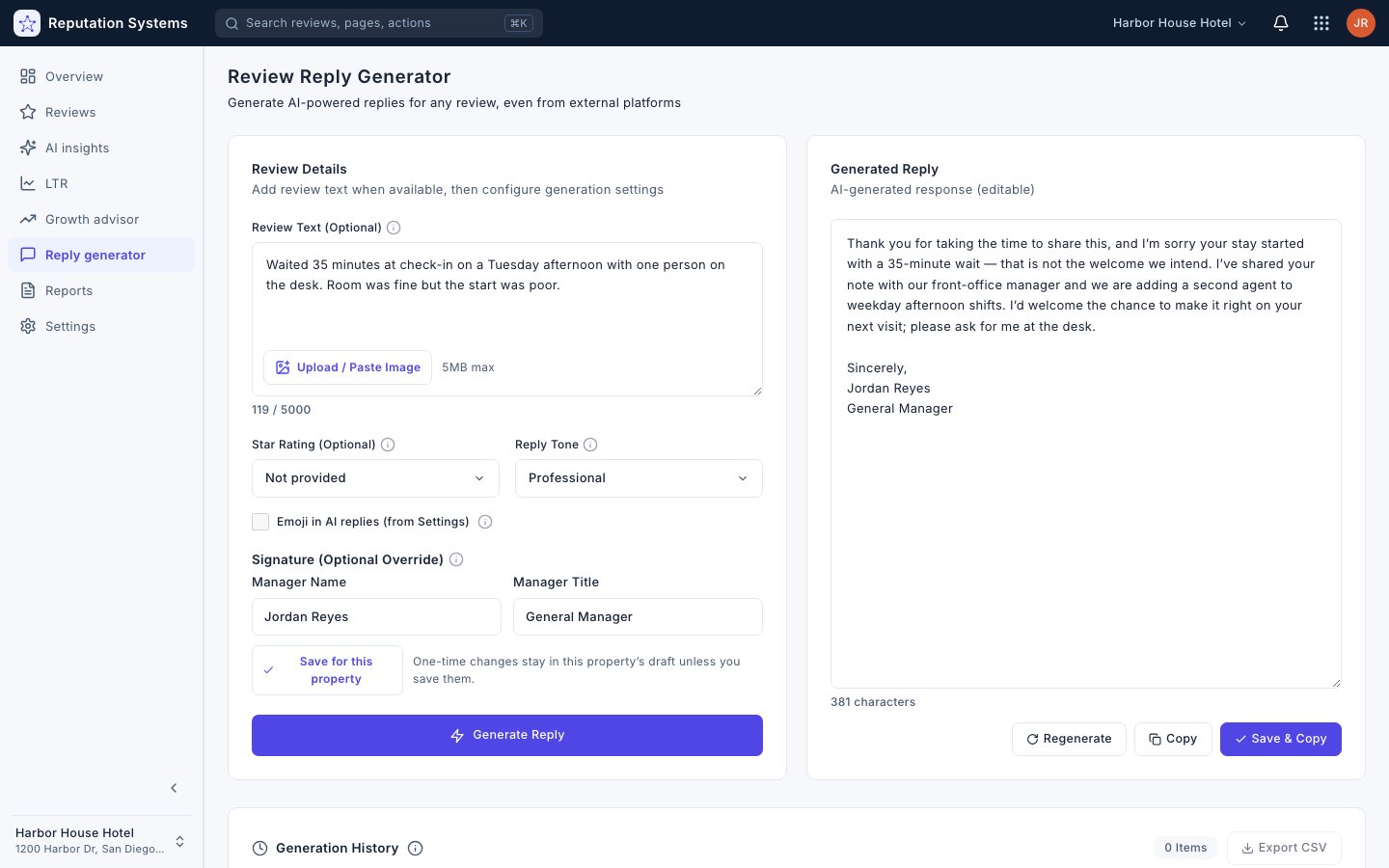 Review Replies from Any Platform — Reputation Systems app (sample data)