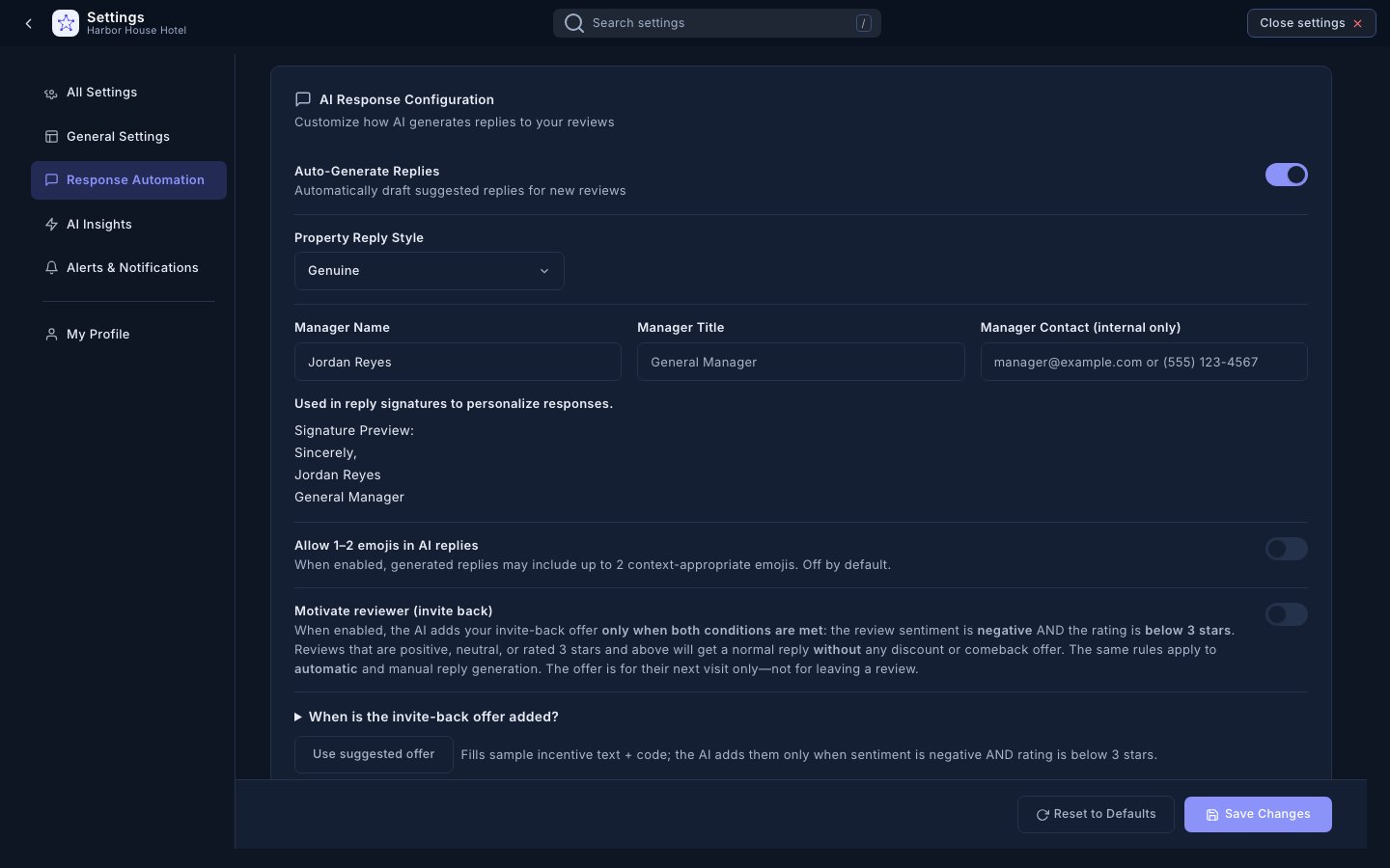 Brand Voice Consistency — Reputation Systems app (sample data)